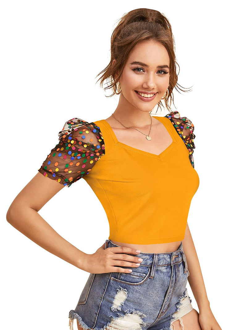 Chic Puff Sleeve Crop Top – Trendy & Stylish Women's Fashion DNK