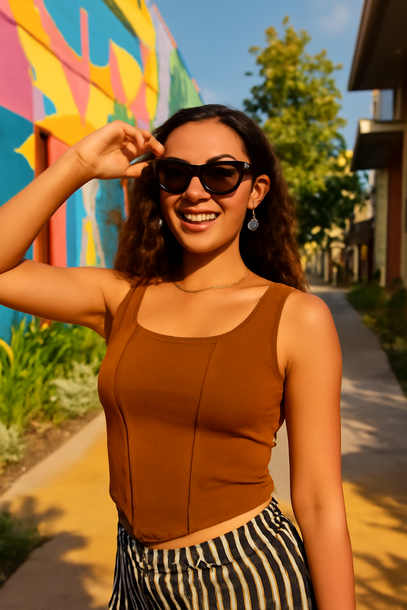 Square Neck Hanky Hem Tank Top DZ-6