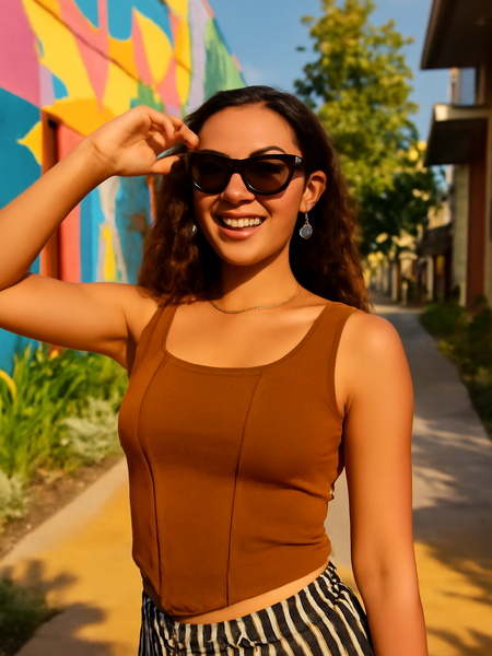 Square Neck Hanky Hem Tank Top DZ-6