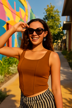 Square Neck Hanky Hem Tank Top
