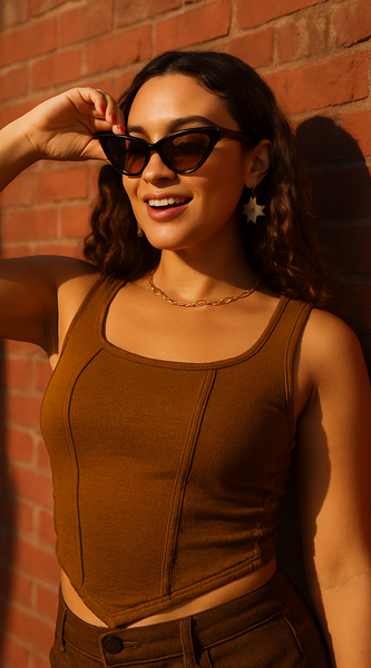 Square Neck Hanky Hem Tank Top DZ-6