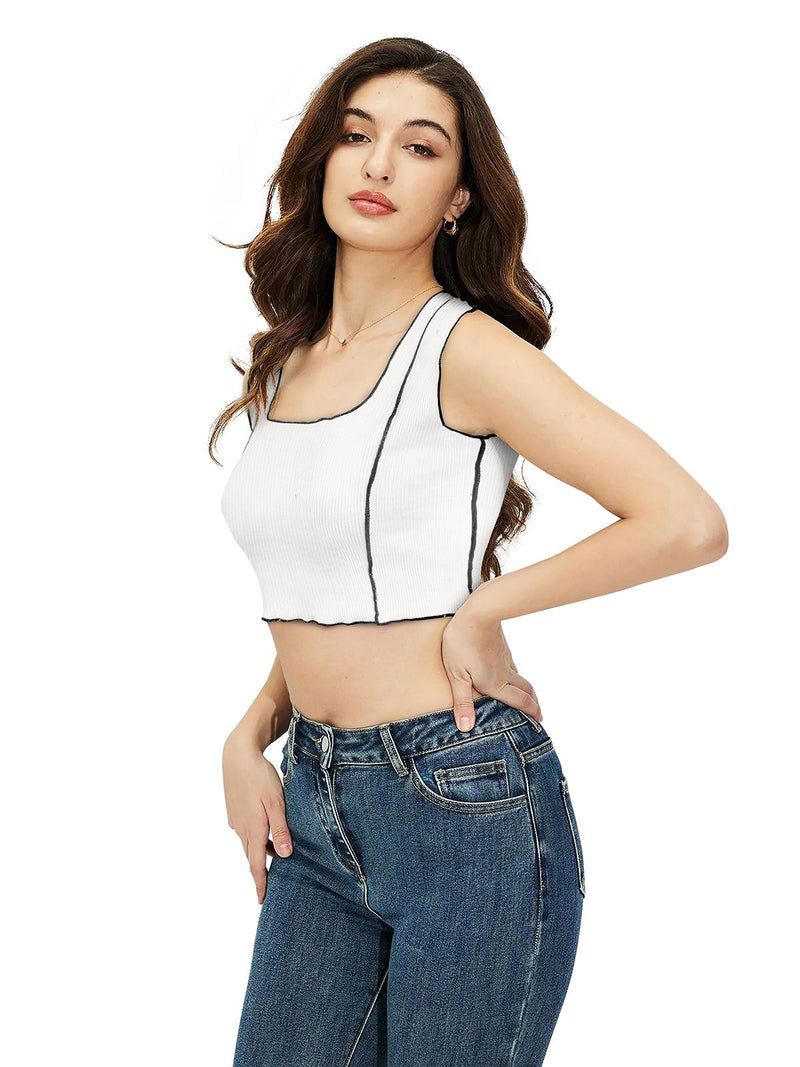 Trendy Polyester Knitting Crop Top – Stylish, Breathable & Versatile Women's Fashion DNK