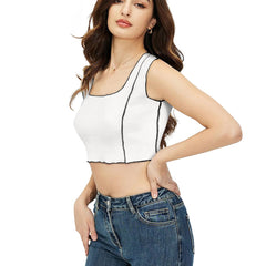 Trendy Polyester Knitting Crop Top – Stylish, Breathable & Versatile Women's Fashion DNK