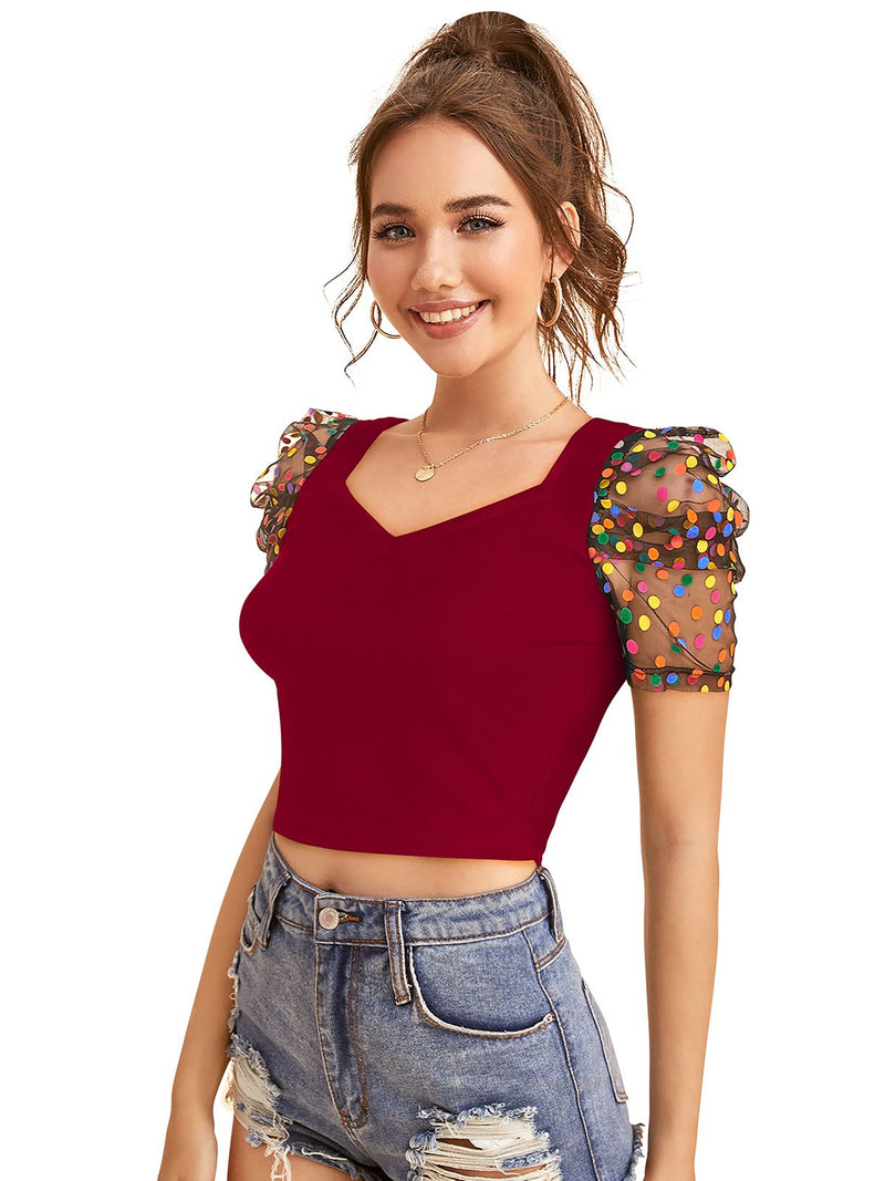 Chic Puff Sleeve Crop Top – Trendy & Stylish Women's Fashion DNK
