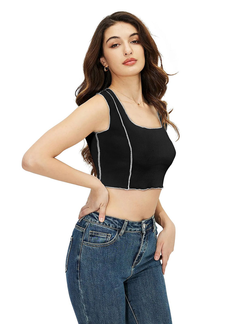 Trendy Polyester Knitting Crop Top – Stylish, Breathable & Versatile Women's Fashion DNK