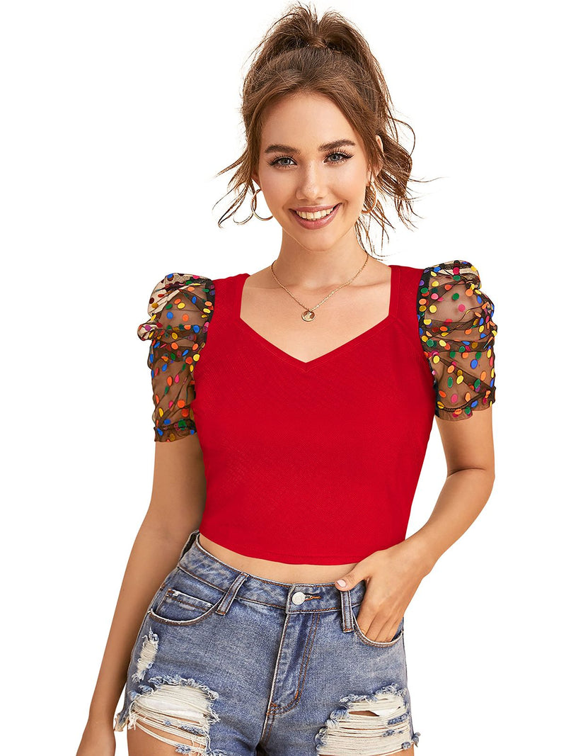 Chic Puff Sleeve Crop Top – Trendy & Stylish Women's Fashion DNK