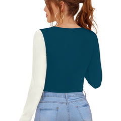 Dual-Tone Cutout Crop Top | Trendy & Chic Women's Top DNK
