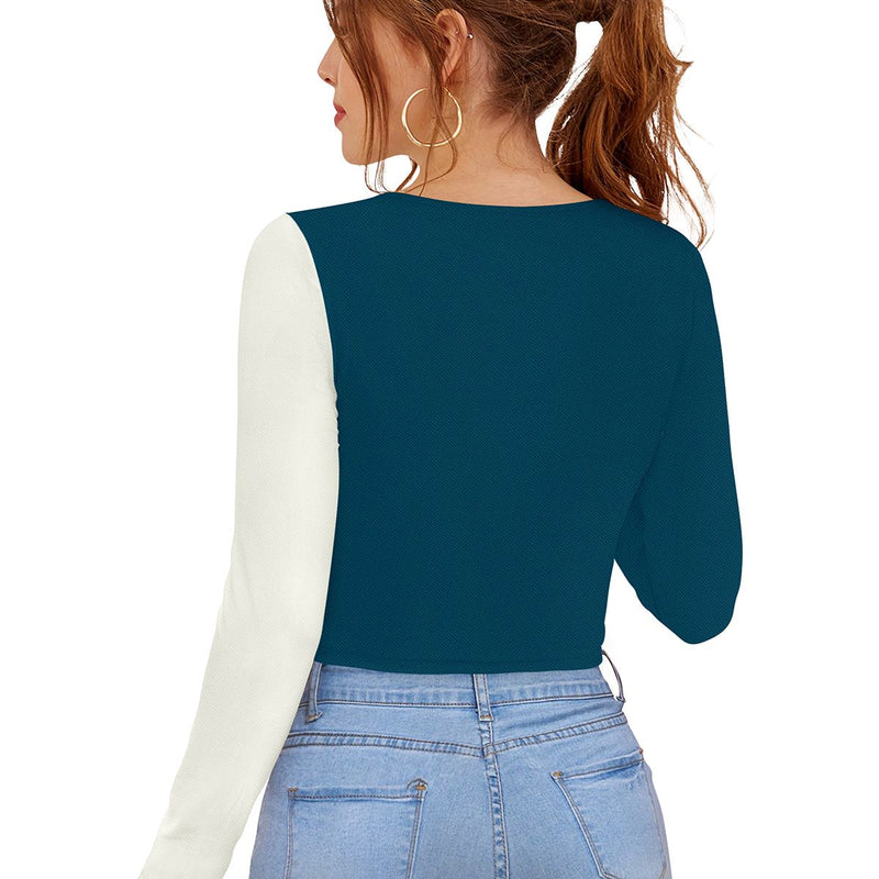 Dual-Tone Cutout Crop Top | Trendy & Chic Women's Top DNK