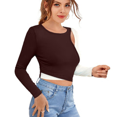 Dual-Tone Cutout Crop Top | Trendy & Chic Women's Top DNK