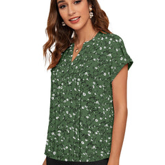 Floral Pleated V-Neck TOP DNK