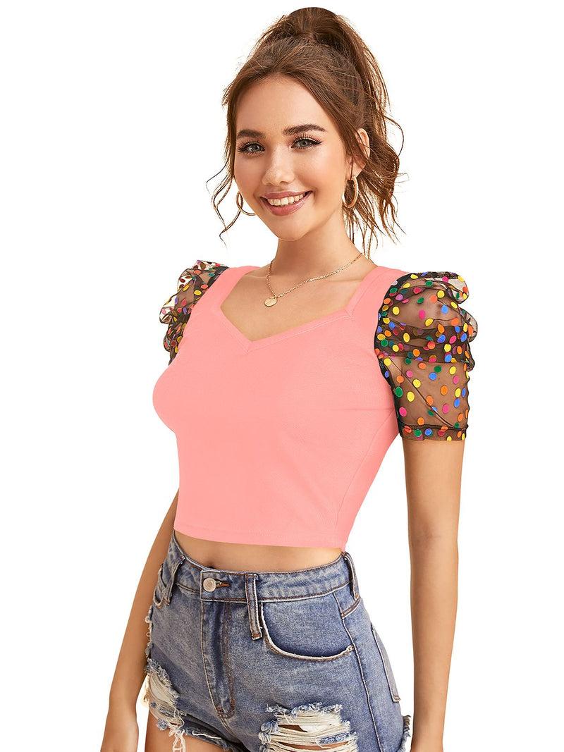 Chic Puff Sleeve Crop Top – Trendy & Stylish Women's Fashion DNK