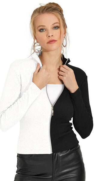 Dual-Tone Zip-Up Top