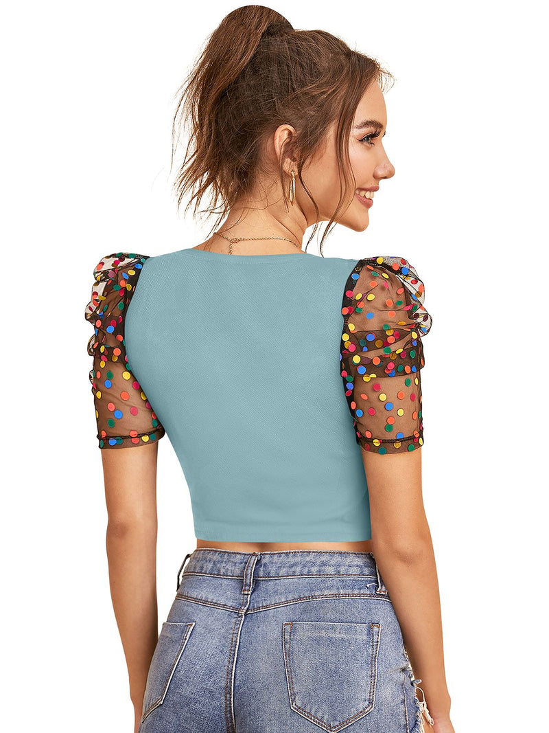 Chic Puff Sleeve Crop Top – Trendy & Stylish Women's Fashion DNK
