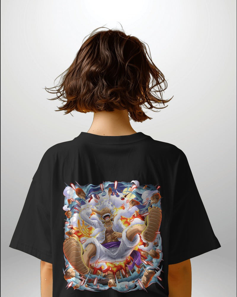 Backbencher Women’s Printed Oversized T-Shirt (One Piece Edition) INK