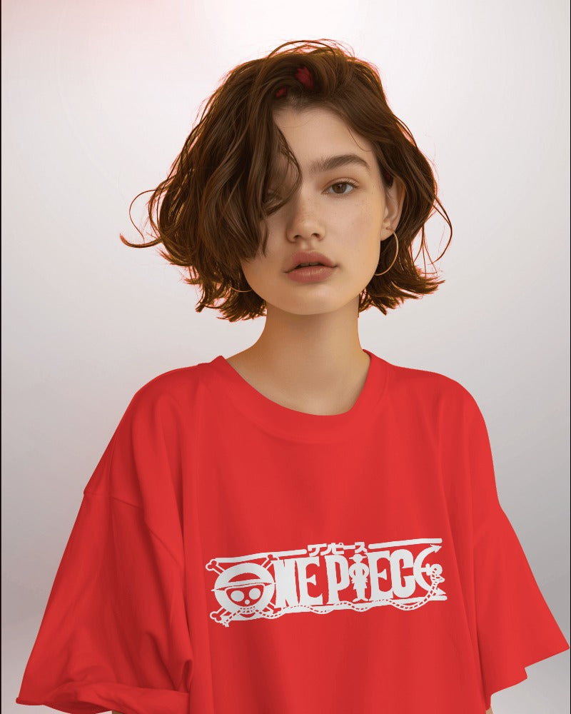 Backbencher Women’s Printed Oversized T-Shirt (One Piece Edition) INK