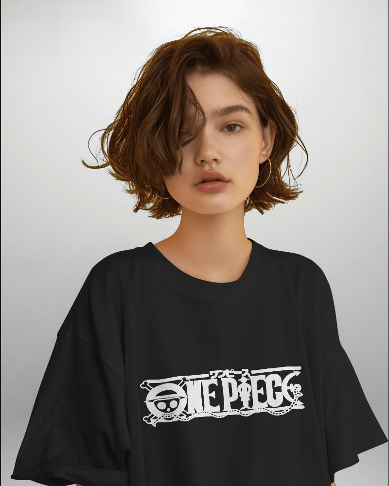 Backbencher Women’s Printed Oversized T-Shirt (One Piece Edition) INK