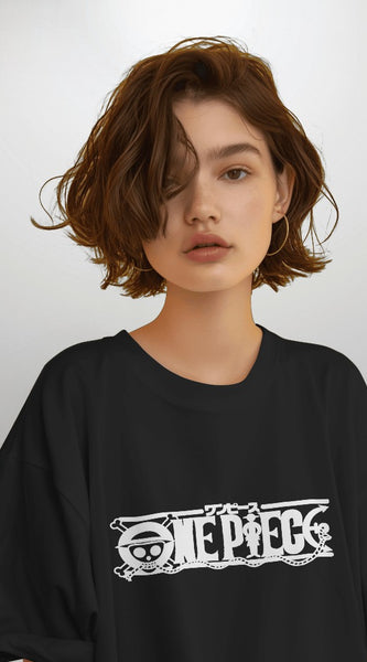 Backbencher Women’s Printed Oversized T-Shirt (One Piece Edition) INK