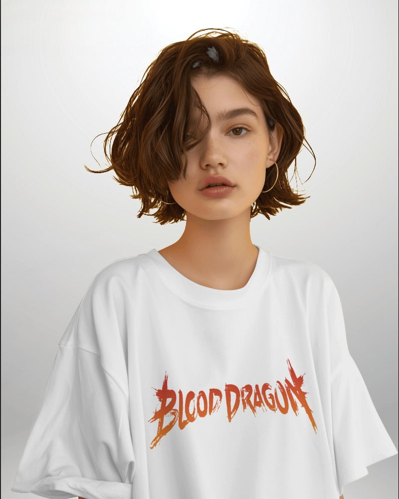 Backbencher Women’s Printed Oversized T-Shirt (Blood Dragon Edition) INK