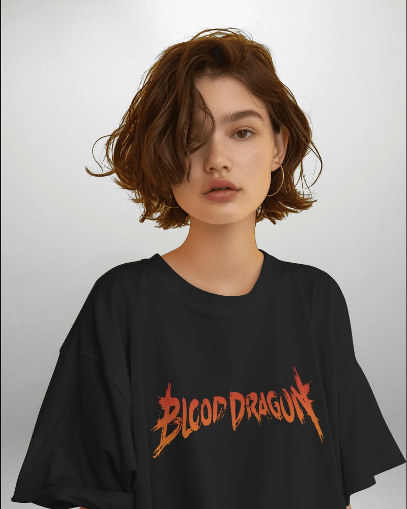 Backbencher Women’s Printed Oversized T-Shirt (Blood Dragon Edition) INK