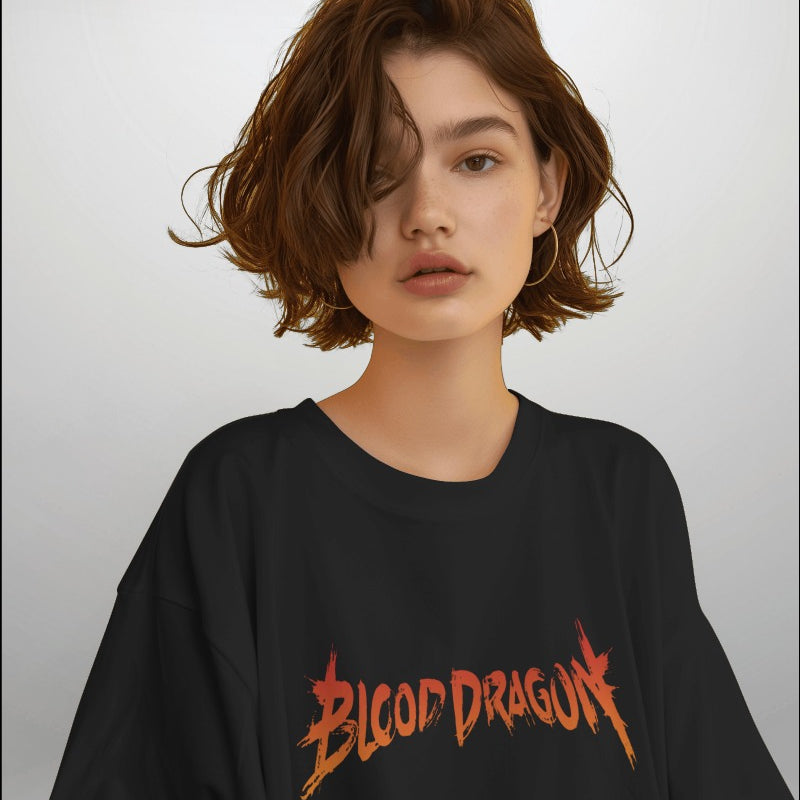 Backbencher Women’s Printed Oversized T-Shirt (Blood Dragon Edition) INK