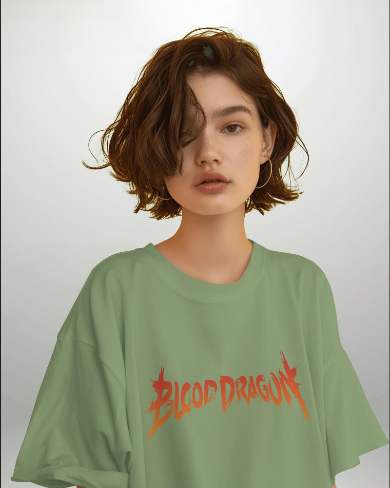 Backbencher Women’s Printed Oversized T-Shirt (Blood Dragon Edition) INK