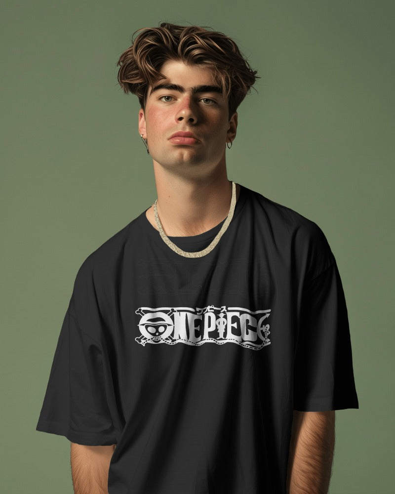 Backbencher Men’s Printed Oversized T-Shirt (One Piece Edition) INK
