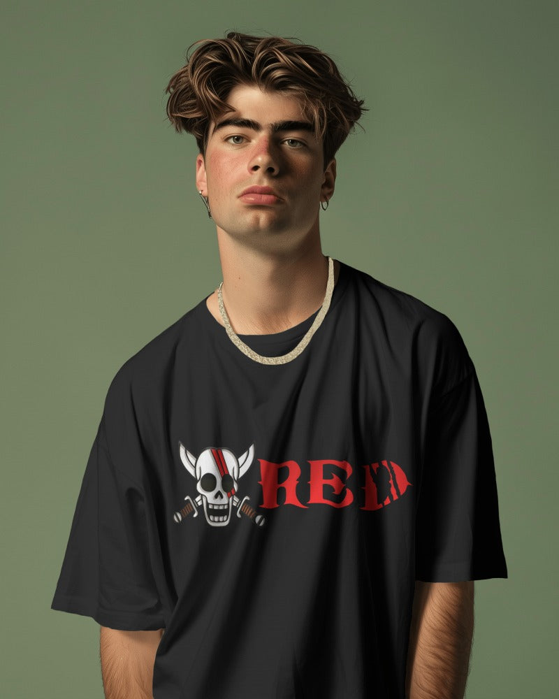 Backbencher Premium Men's Oversized T-Shirt (Printed - RED Edition) INK