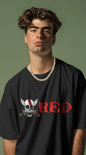 Backbencher Premium Men's Oversized T-Shirt (Printed - RED Edition) INK