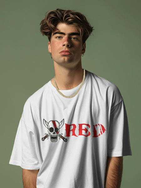 Backbencher Premium Men's Oversized T-Shirt (Printed - RED Edition)