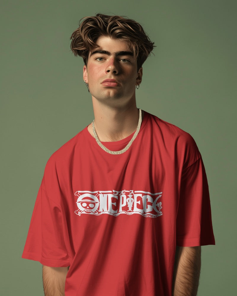 Backbencher Men’s Printed Oversized T-Shirt (One Piece Edition) INK